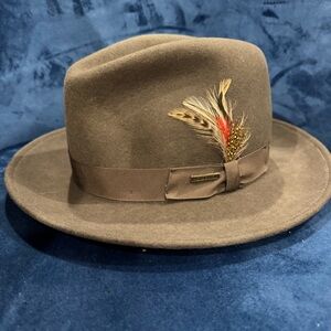 Pendleton Gray Fedora with Feather Accent